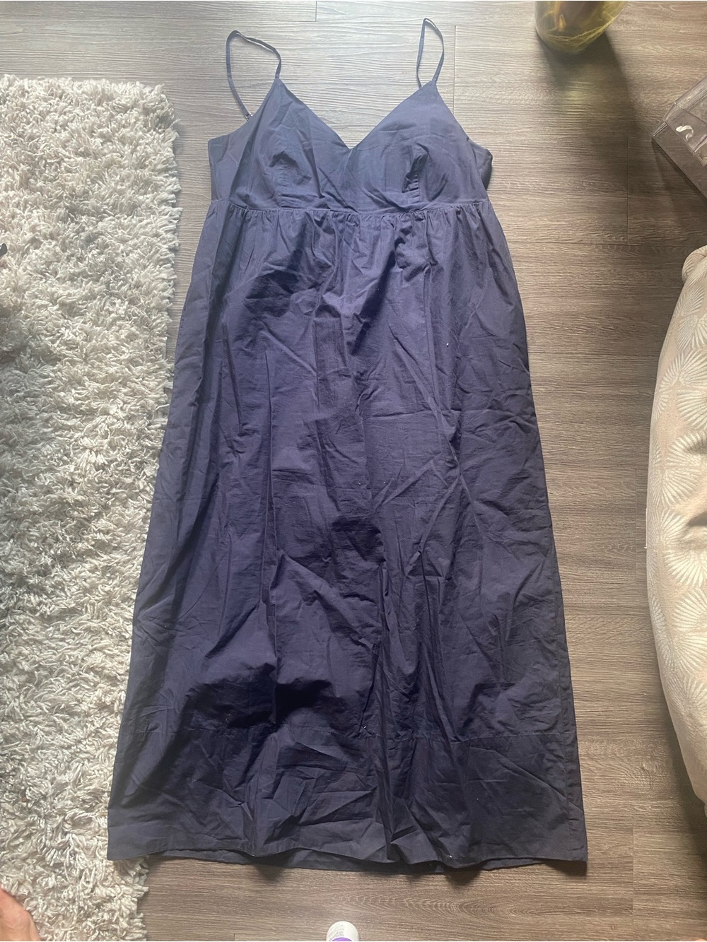 Quince Navy Spaghetti-Strap Maxi Dress